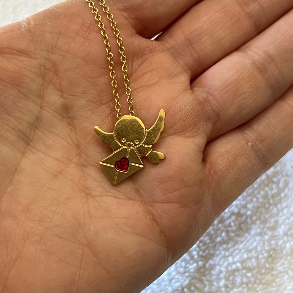 Avon Vintage 1980 Love Dove Pendant Necklace - 15in Gold Tone - Picture 5 of 5